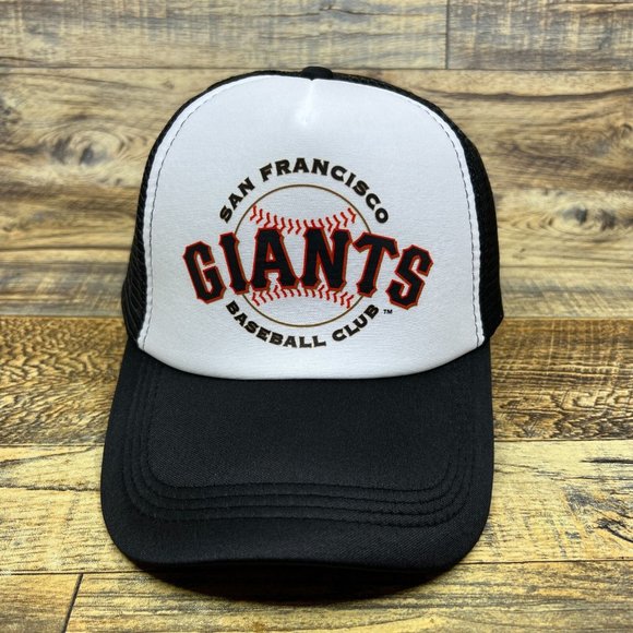 San Fransisco Giants Mens Trucker Hat Black Snapback Retro Logo Baseball Cap - Picture 2 of 8